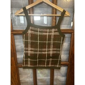 NWT Zara Checked Plaid‎ Knit Tank Top Size Small